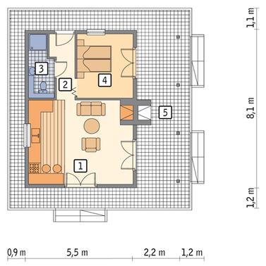 RZUT PARTERU POW. 37,2 m²